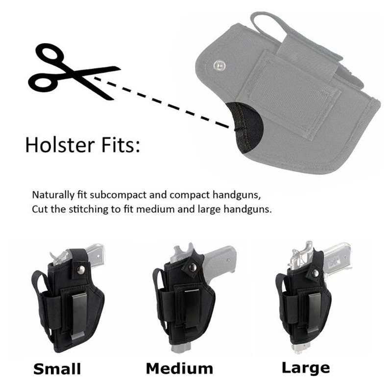 Tactical Universal Gun Holster for Glock 17 19 Beretta M9 1911 P226 Left Right Hand Waist Concealed Carry Pistol 9mm Mag Pouch