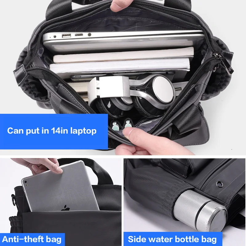 Bolsa mensageiro multifuncional para homens, bolsa casual impermeável, pasta de negócios, grande capacidade, bolsas de viagem, nova, X63C