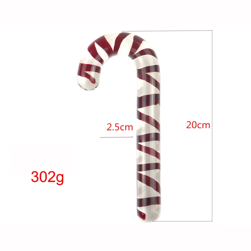 Glass Crystal Dildo Red Candy Cane Pleasure Wand Anal Massager Anal Stimulation Female Masturbation Anal Butt Plug Adult Sex Toy