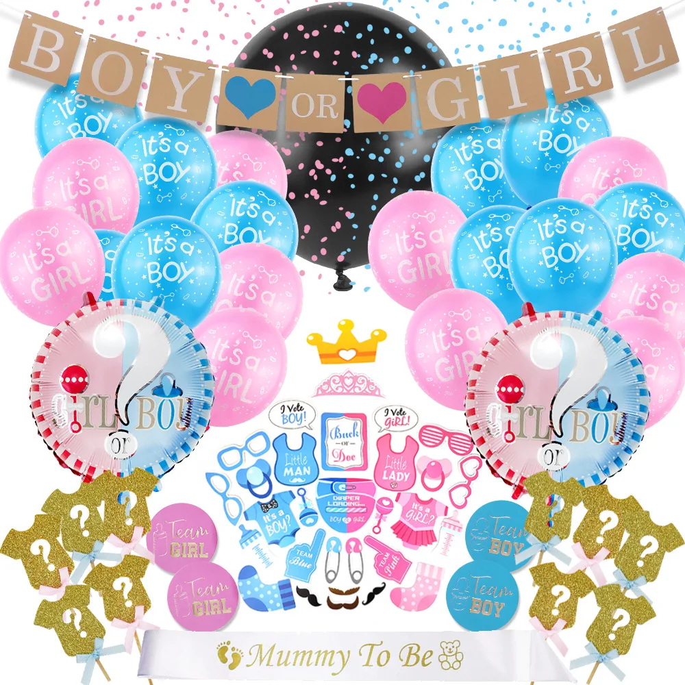 

Gender Reveal Party Decor Supplies 36 Inch Reveal Balloon Baby Shower Decorations Foil Balloons and Boy Or Girl Balloons Decor