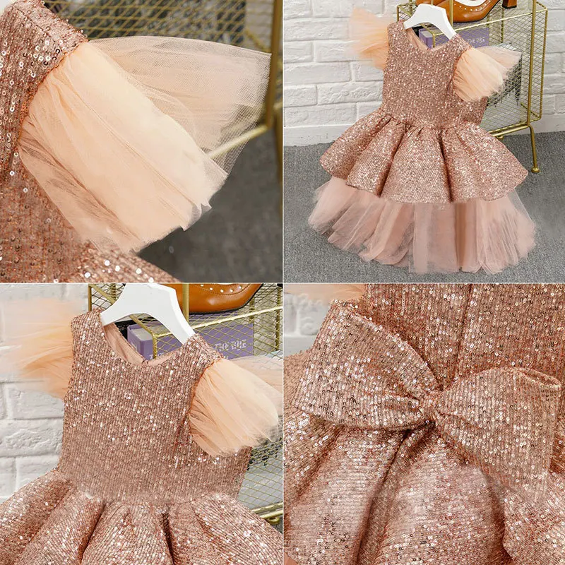 Baby Girl Tutu Party Gown Flower Girls Dresses for Wedding  2 4 5 10 Years Birthday Kids Clothes Princess Tulle Children Costume