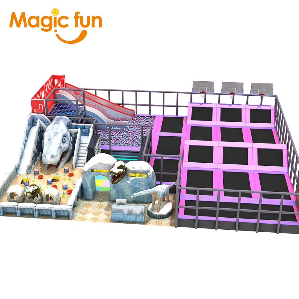 EU Standard Attractive Multi-functional Indoor Trampoline Park With Soft Playground