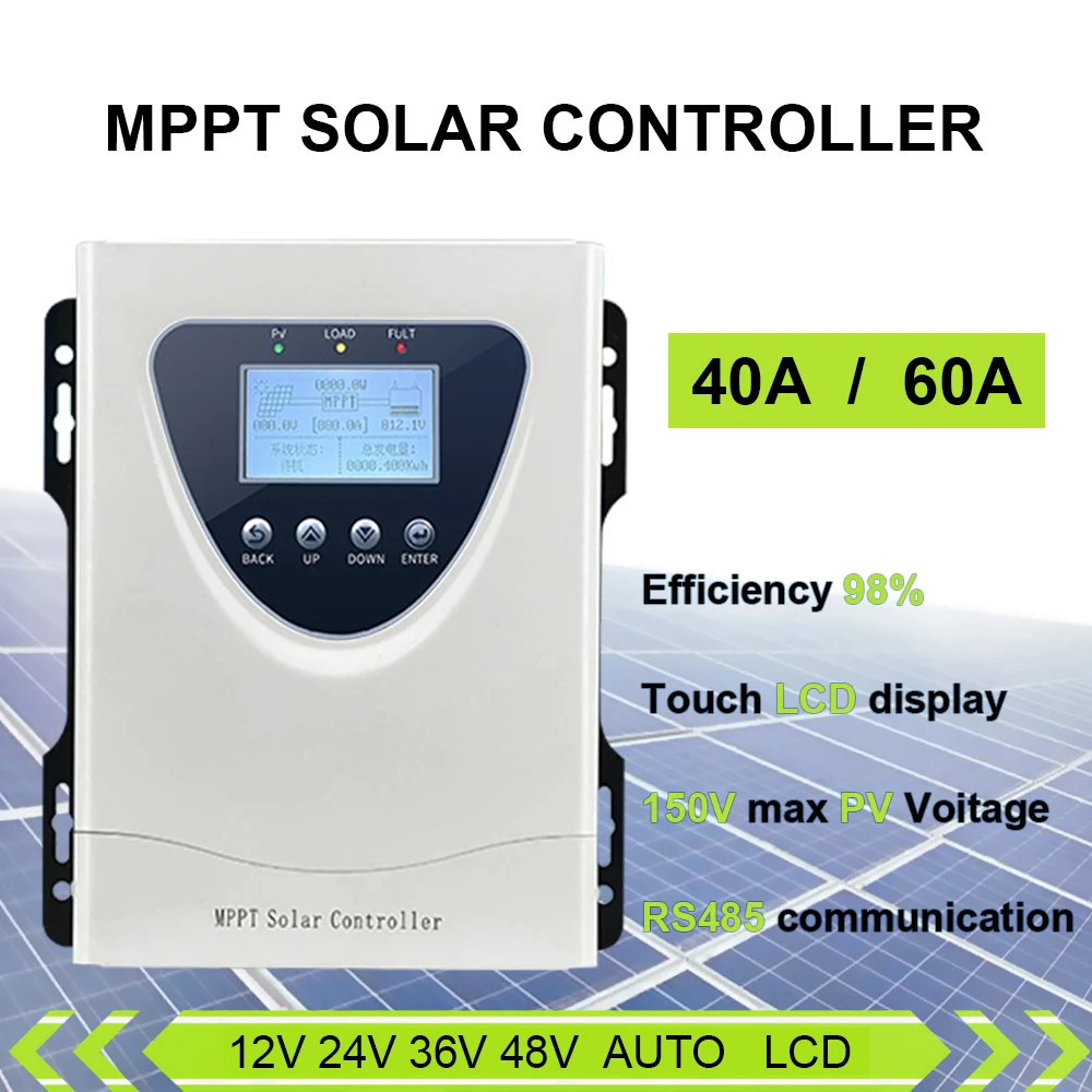 

12V 24V 36V 48V Automatic Ldentification 40A 60A LCD Regulator Full Universal Smart Photovoltaic Charging MPPT Solar Controller