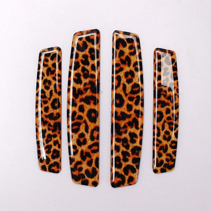 

4 Pcs Leopard print black and white plaid Flag Car Door strips Anti Scratch Edge Protective Strip Side Doors Moldings Scuff trim