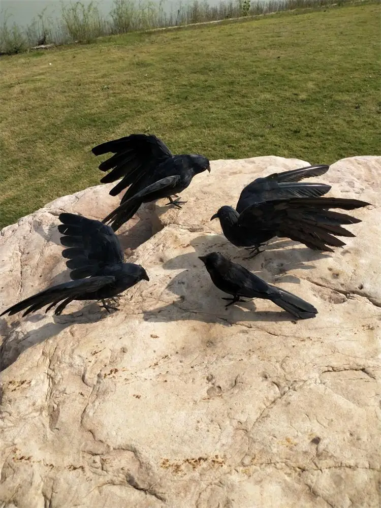 Halloween performance foam&feathers Bird blackfeathers crow bird handicraft fake Bird home garden decoration gift p0888