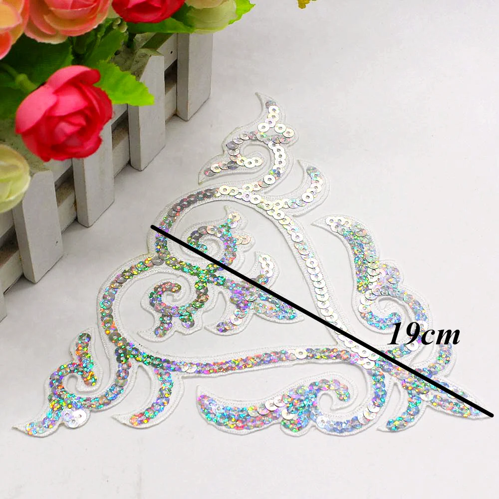 1 Piece Iron On Gold Sequined Applique For Cosplay Dress Trims Gold Embroidery Patches 19cm*17cm