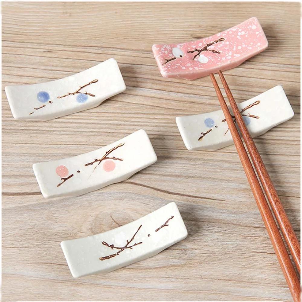 1 Pc Japanese Plum Blossom Ceramic Chopstick Holder Creative Kitchen Supplies Household Chopstick Holder Care Gadget