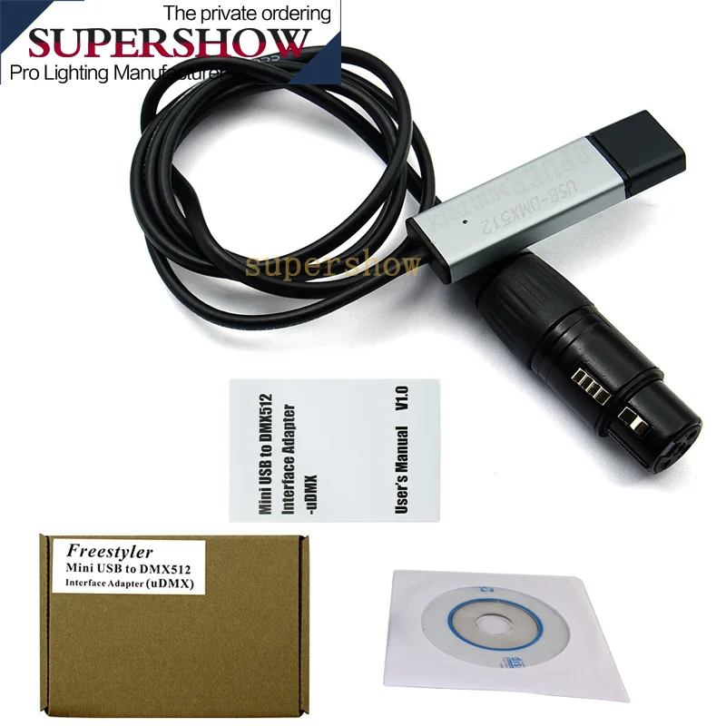 

180cm length USB to DMX Interface Adapter LED DMX512 Studio Computer PC moving head light Stage Lighting Controller Dimmer