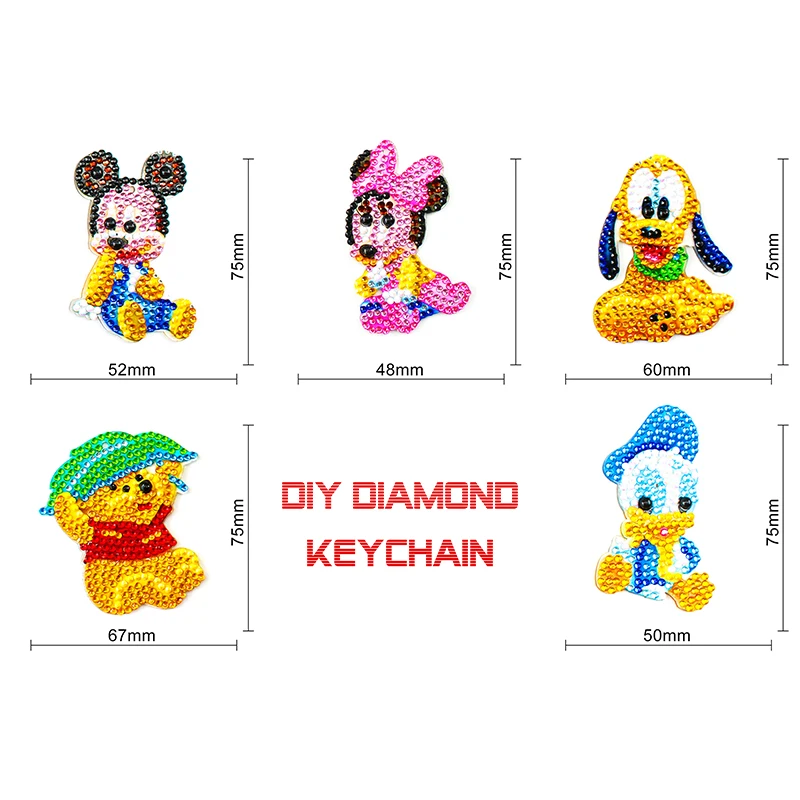 Disney 5D diament malarstwo brelok specjalne Rhinestone kreskówka myszka miki Minnie haft DIY zestawy rzemieślnicze klucz łańcuszek na akcesoria