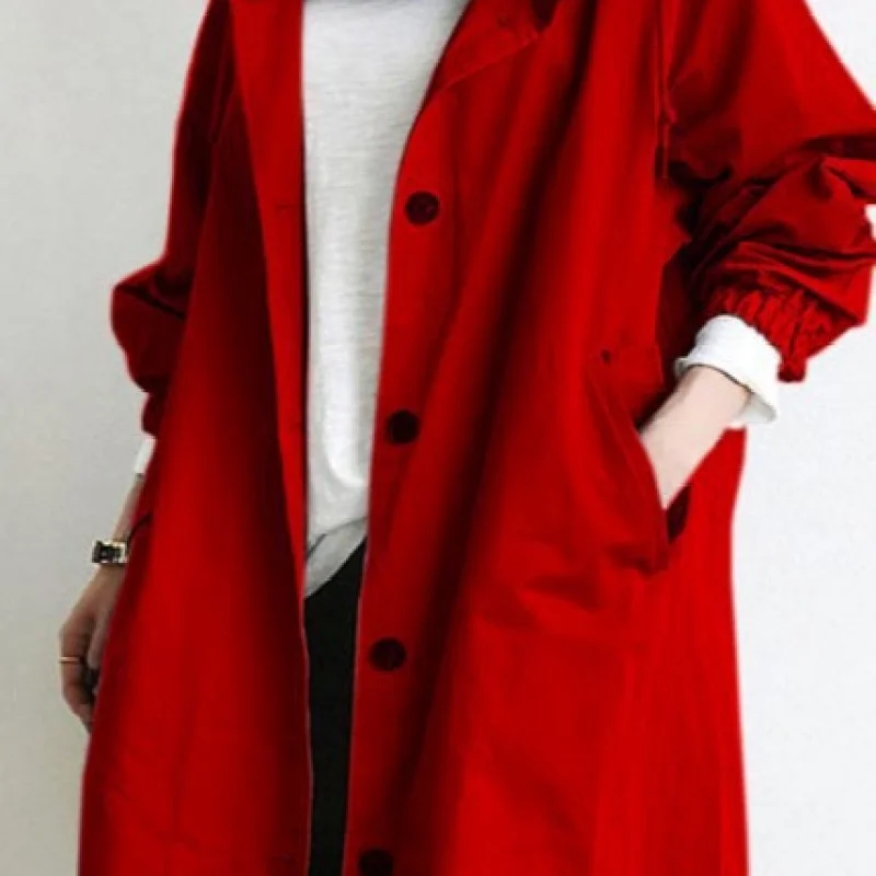 

Autumn and Winter New Women's Wear Solid Color Leisure Slim Fit Thin Man Waist Closing Medium and Long Windbreaker Coat