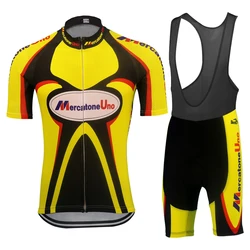 Pro Cycling Jersey Set yellow Breathable Bicycle Clothing bike jersey ropa ciclismo hombre MTB clothing Team Mercatone Uno