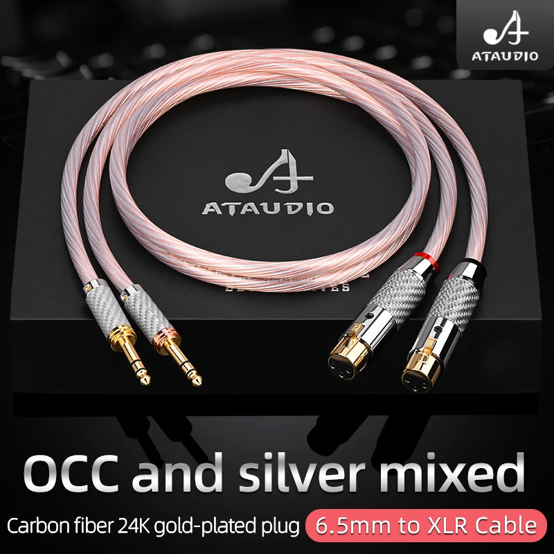 

ATAUDIO OCC and Silver Mixed Hifi Dual TRS 6.35mm to Dual 3 Pin XLR Balanced Cable Hi-End 6.5mm to XLR Cable