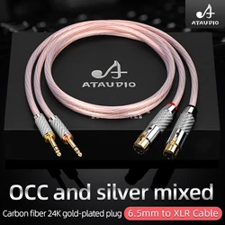 ATAUDIO OCC i domieszka srebra Hifi podwójny TRS 6.35mm do podwójnego 3 Pin XLR kabel zbalansowany Hi-End 6.5mm do kabel XLR