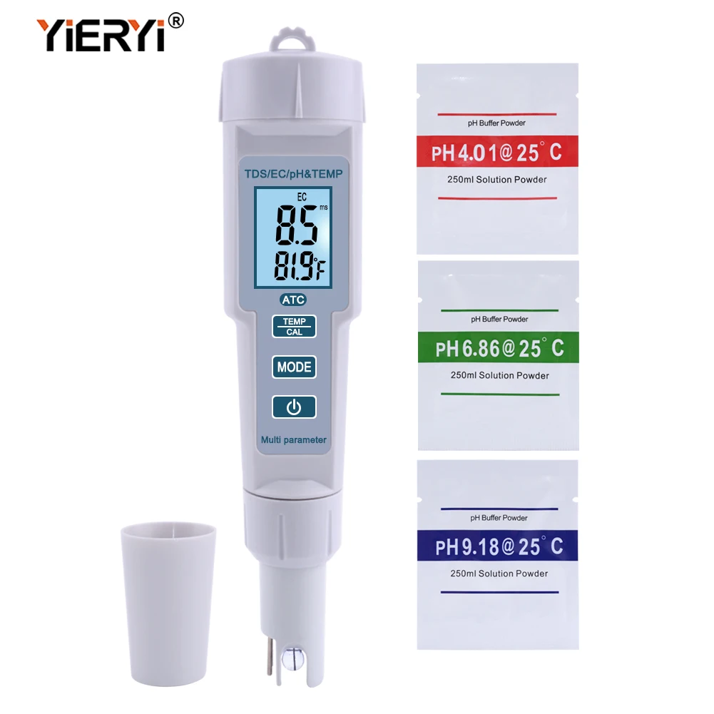 

Yieryi новый 4 в 1 измеритель PH/TDS/EC/температуры PH-метр цифровой монитор качества воды тестер для бассейнов, питьевой воды, аквариумов