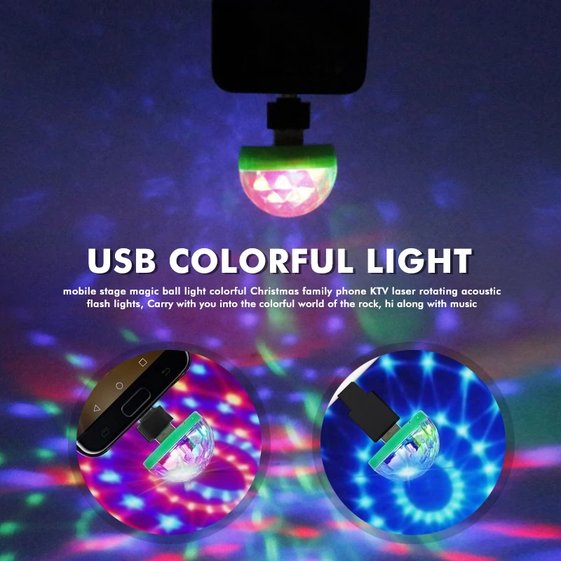 Mini Portable LED Light Portable Cell Phone Stage Lights RGB Projection Lamp Party DJ Disco Lamps Car Atmosphere Ball Light