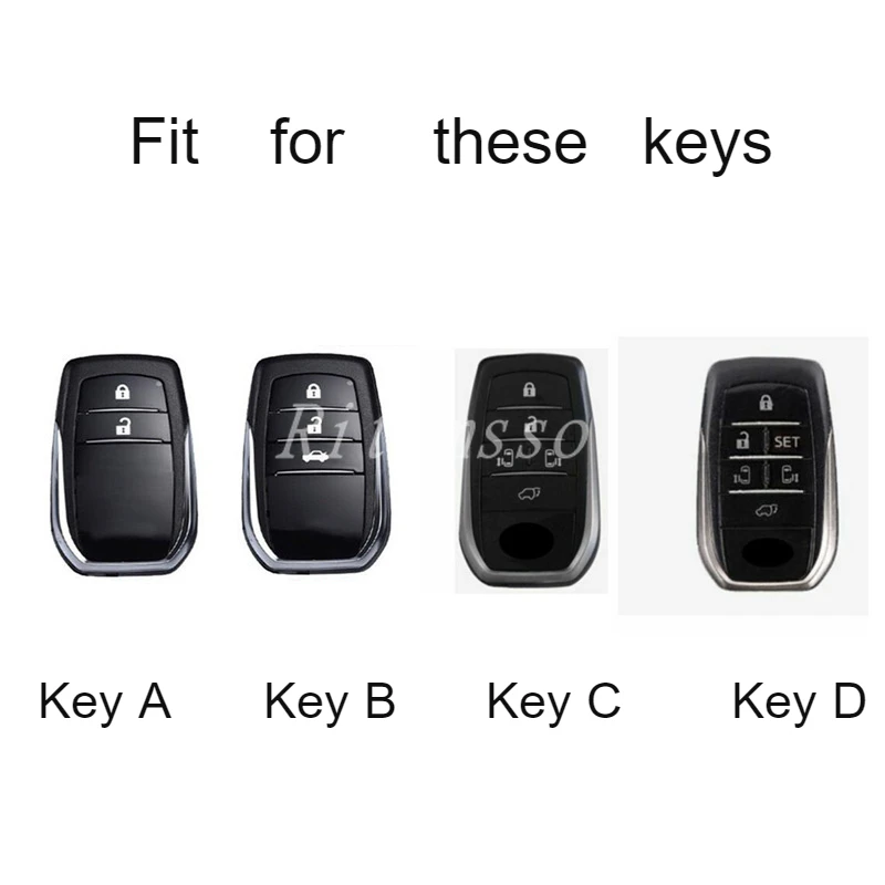 Tpu+Leather Car Key Case Cover Shell for Toyota 86 Alphard VELLFIRE PREVIA RAV4 Hilux Fortuner Land Cruiser Innova Camry