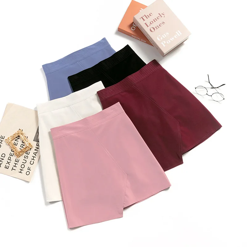 Autumn Winter PU leather slit suede red vintage skirt high waist slimming irregular A line sexy schoolgirls short skirts womens