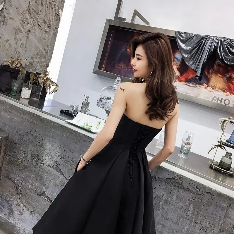 New Arrival Prom Party Evening Dresses Vestido De Noiva Simple Satin Robe De Soiree Sexy Strapless Sleeveless