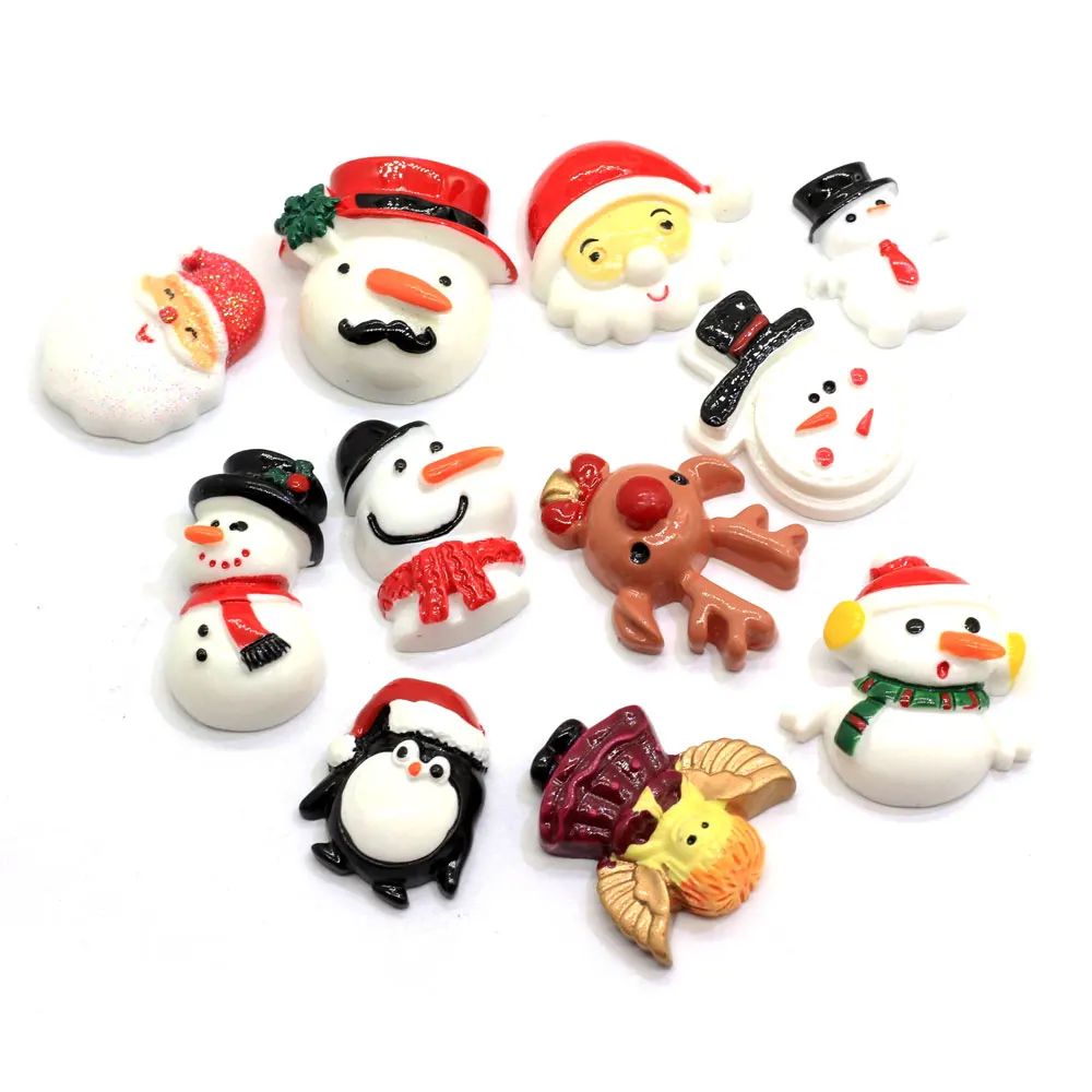 20/50pcs Various of Merry Christmas Confettie Resin Flatback Figures Cabochons for Christmas  Charm Hairbow Center Jewelry Makin