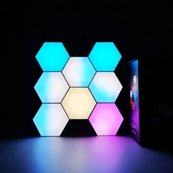 Smart APP Control Hexagon Led Panel Light, Wall Decor Gaming Room,Bedside Pendant Light,Christmas Decorative Illuminares