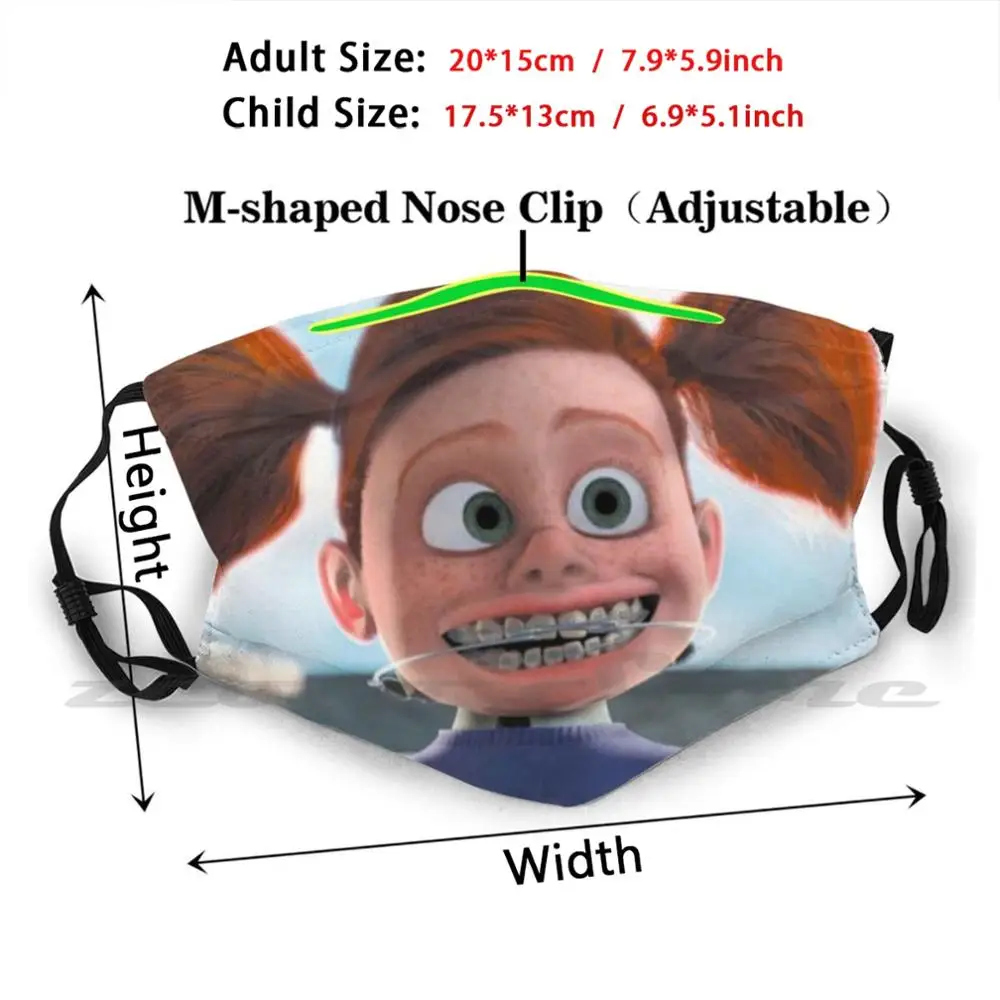 Darla-Fish Girl Nemo Character Custom Pattern Washable Filter Pm2.5 Adult Kids Mask Darla Girl