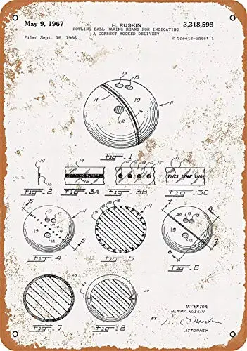 

12x16 металлический знак шарик для боулинга патент винтажный Настенный декор домашний декор