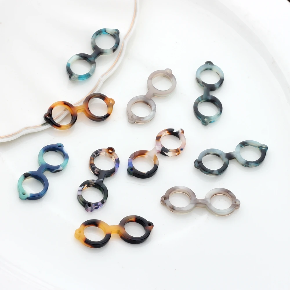 Szylkret kwas octowy żywica Charms okulary okrągłe szkło Charms złącze 11*29mm 10 sztuk/partia dla DIY tworzenia biżuterii akcesoria