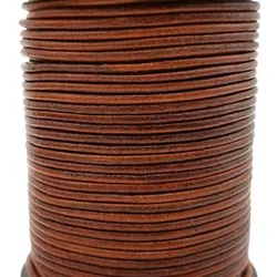 Aaazee 5 야드 2mm 라운드 정품 암소 숨기기 고민 된 갈색 가죽 가닥 DIY 팔찌 쥬얼리에 대한 실제 코드