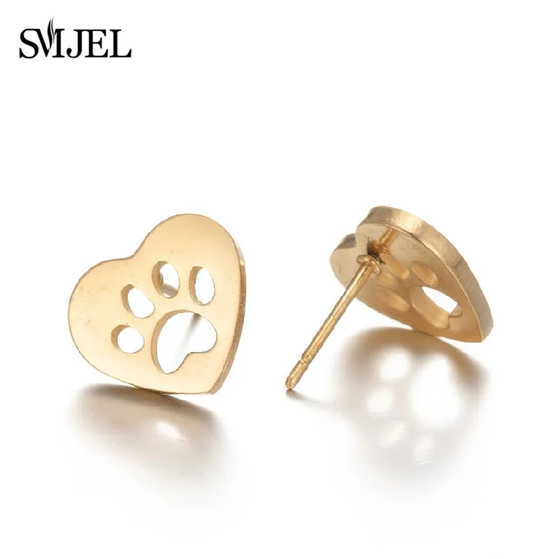 Minimalist Jewelry Cat Dog Paw Earrings for Women Trendy Cute Little Pig Chihuahua Black Small Animal Stud Earring Birthday Gift