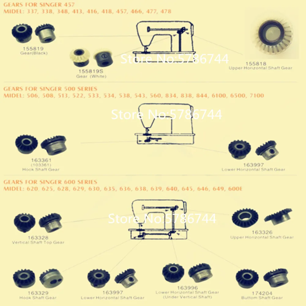 155819 319695 163361 163997 163329 Gears for Multi-function sewing machine singer 500 series 600 series singer 974 964 2045 etc