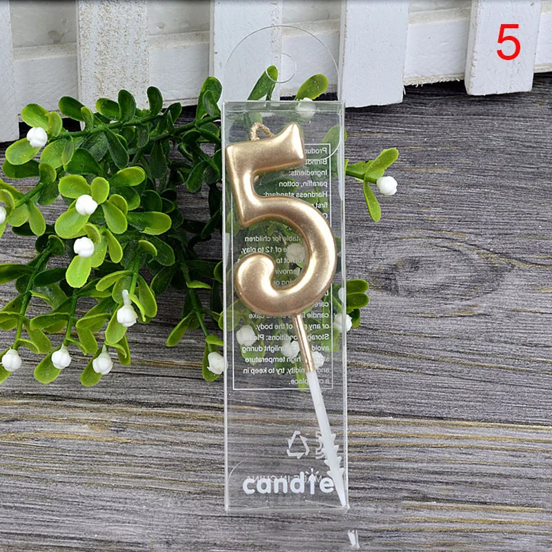 1Pcs Gold Happy Birthday Number Cake Candles 0 1 2 3 4 5 6 7 8 9 Cake Topper Kids Girls Boys Bar Baby Party Supplies Decoration