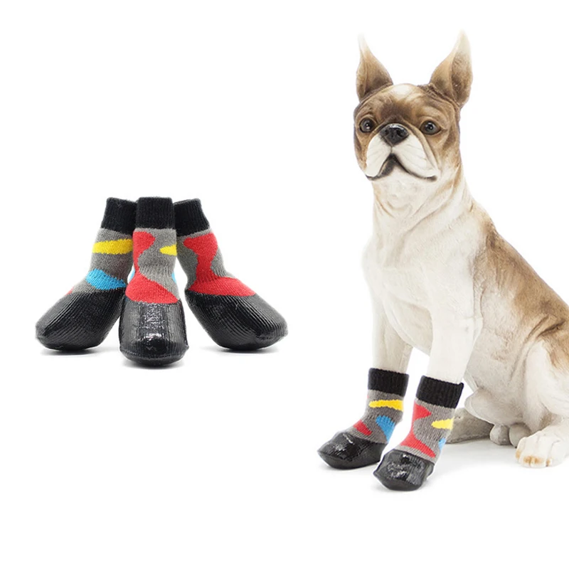 Waterproof Dogs Socks Rubber Fixed Pet Boots Dog Rain Snow Socks Footwear For Small Medium Big Dogs Non-slip Dogs Shoes at Home