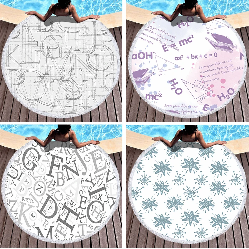 

1 Piece Alphabet Pattern Math Formula Printing Beach Towel Microfiber Digital Pool Beach Towel Toalla Blanket Shower Beach Towel