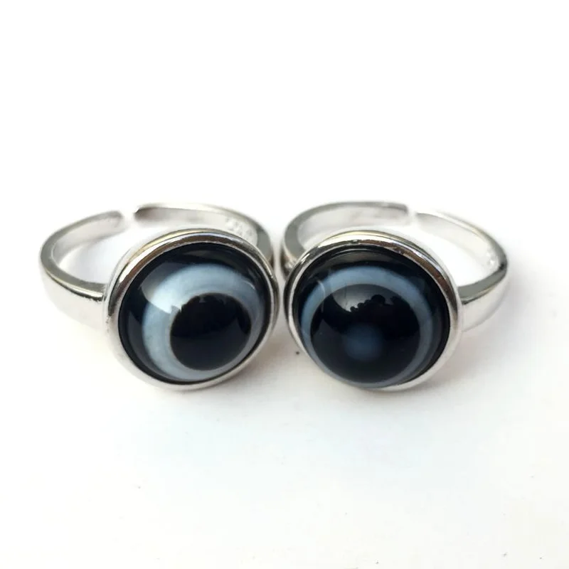 Wholesale 12MM Round Natural Agat Sheep Eye Gem Ring1PCS stainless steel jewelry