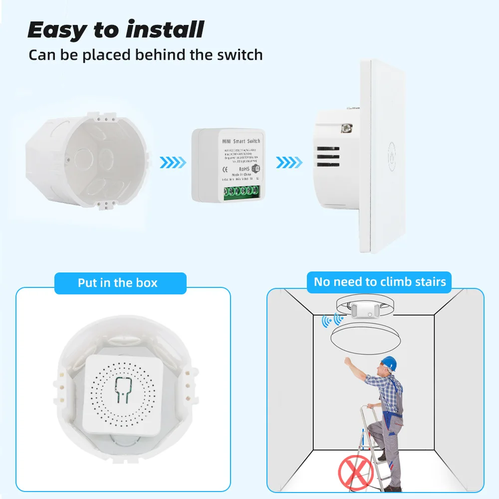 Smart Life Zigbee Mini Breaker, interruptor de encendido y apagado de 2 vías, interruptor de Control Dual de escalera, Compatible con Alexa y Google Home