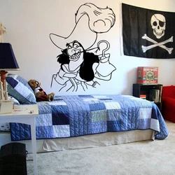 Pirate Wall Decal Bedroom Cartoon Ship Pirates Hook Wall Sticker Vinyl Girls Boys Kids Room Teenager Room Decor X096