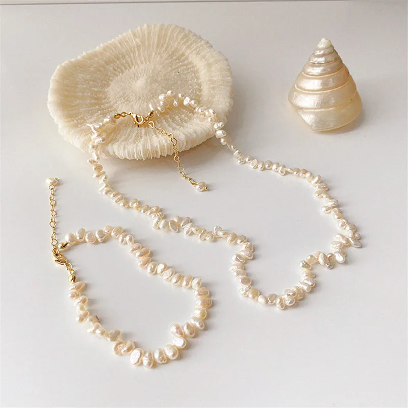 Natural Freshwater Pearl Necklace, Bracelet Fashion Sweet Retro Necklace Chain Of Clavicle Women Jewelry Gift Accessories