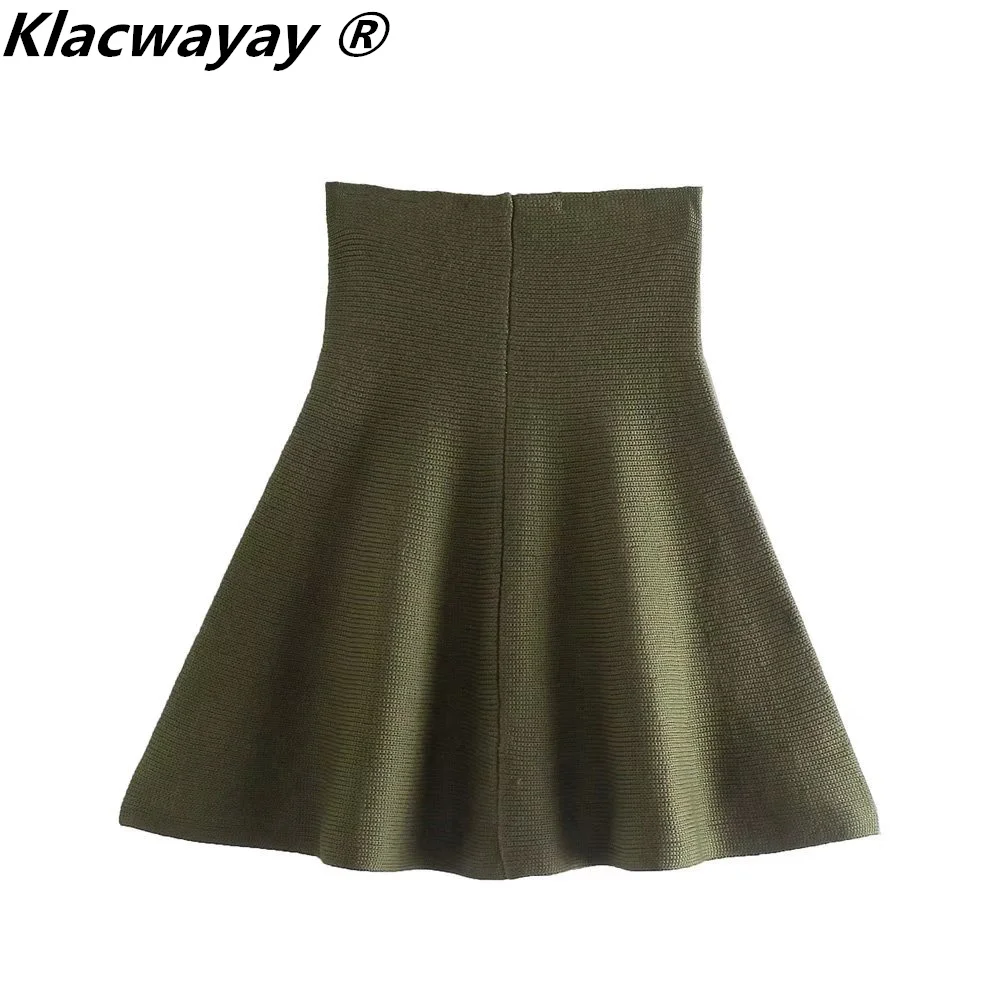 Knitted Skirt Suits For Women Two Piece Set Women Skirt Zipper Solid Color Tops High-Waisted Mini Skirt 2021 Women Knitted Suit