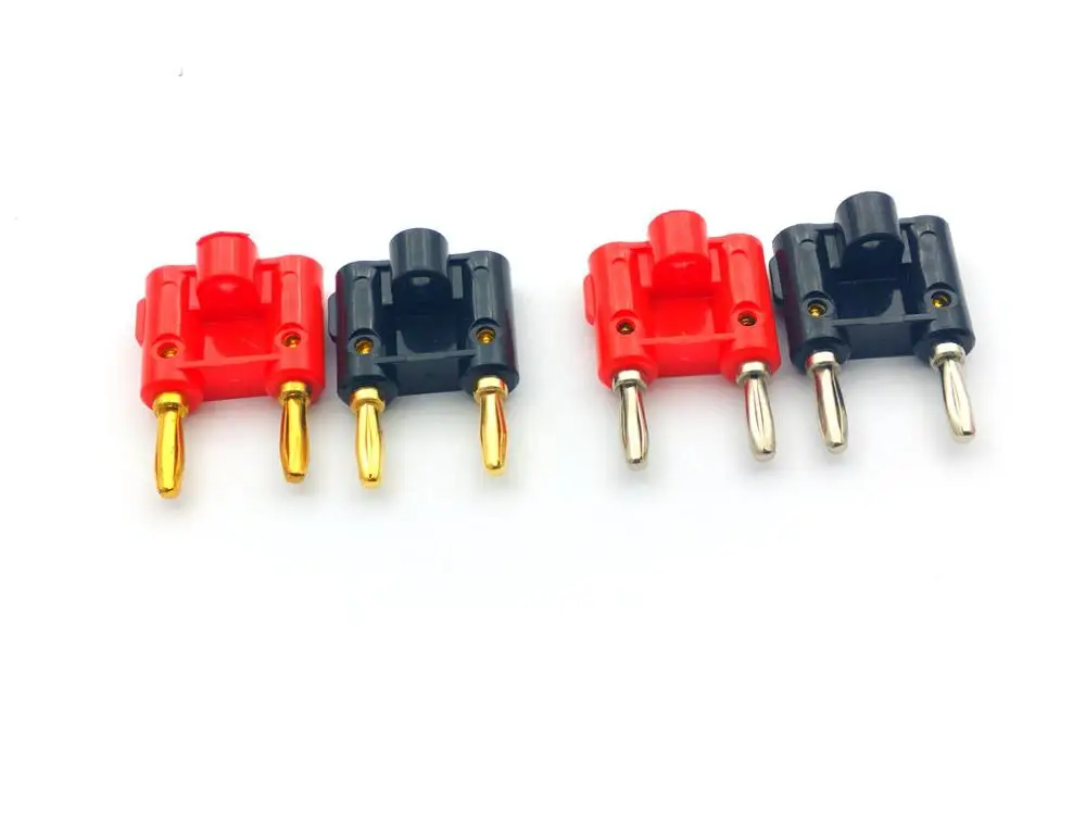 2pcs Dual 4mm Banana Plug Speaker Nickel plated/Gold-plated Connectors Screw Type red+black