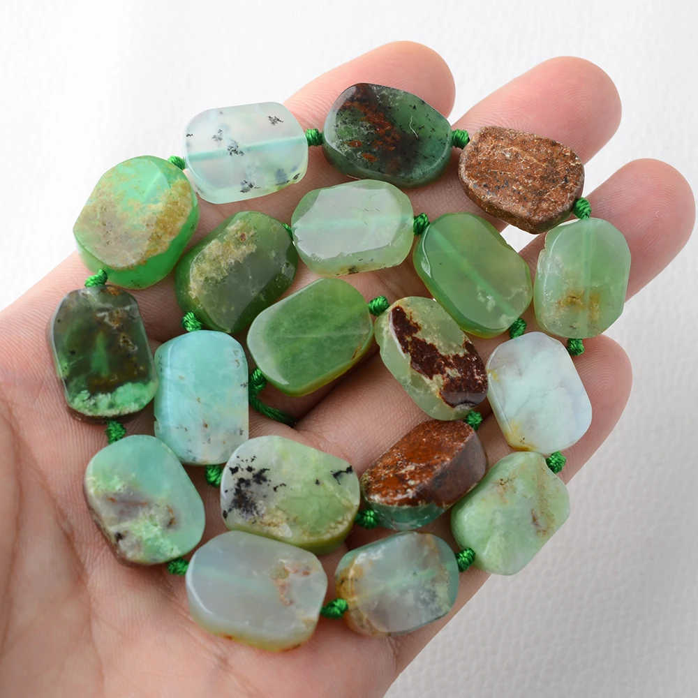 13x18mm Natural Smooth chrysoprase squarer stone Loose beads DIY necklace bracelet jewelry making 15 