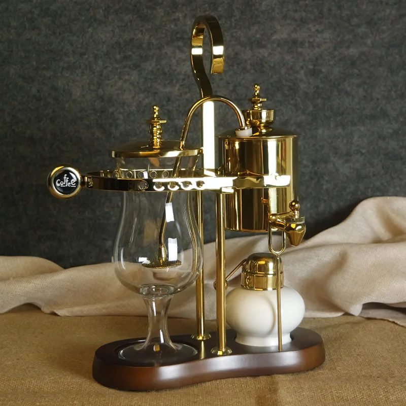 Belgian Royal Coffee Machine Set, Siphon Drop Coffee Pot, Manual Coffee Grinder, Luxury Vintage Style Home Coffee Maker