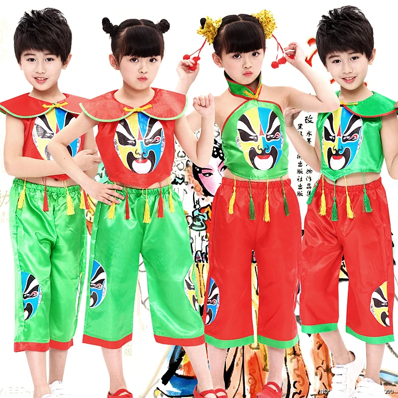 

Children chinese costume stage costume boy girl Peking opera rap mask kindergarten drama dance performance clothing