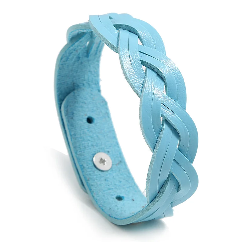 Pulsera de cuero ajustable para mujer, joyería negra, marrón, rojo, azul Lago, amarillo, rosa, rojo, rosa, verde, naranja