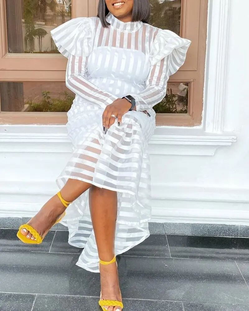 White African Dresses for Women Summer 2021 New African Women Long Sleeve Dress African Clothes Women