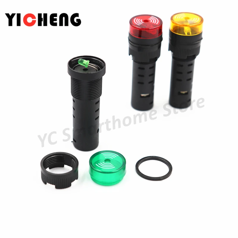 

3Pcs red green yellow LED flash alarm indicator light signal lamp Flash buzzer DC 12V 24V AC 110V 220V 16mm AD16