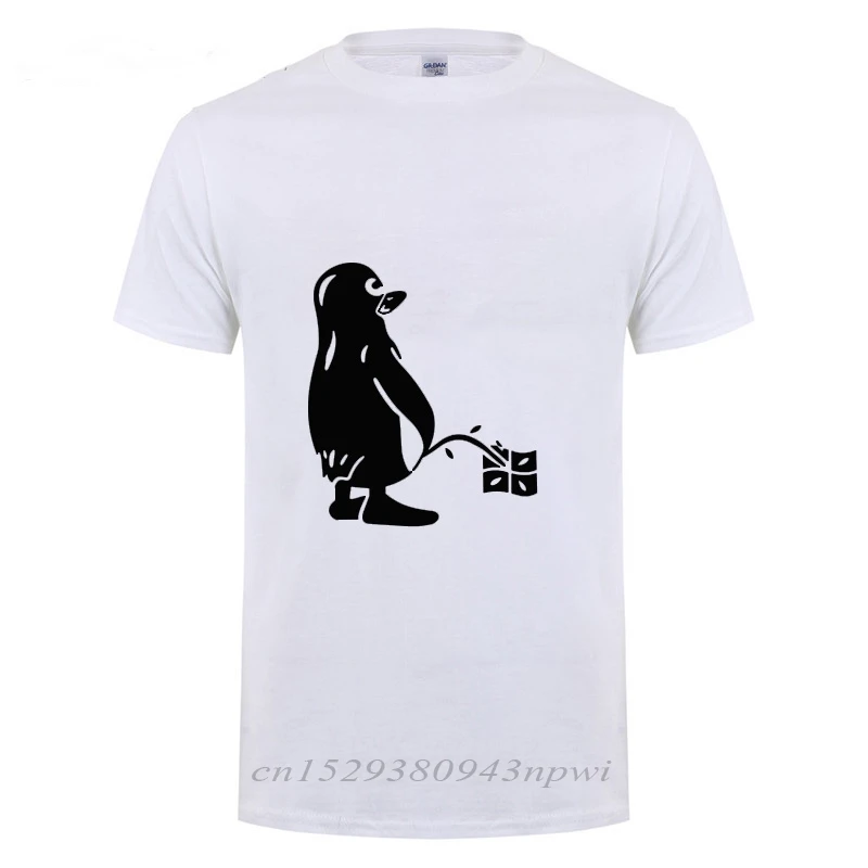 PENGUIN LINUX UBUNTU OZF T Shirt Men Streetwear Casual Loose Short Sleeve Round Neck Cotton Funny T-shirt Summer Tops Tee Tshirt