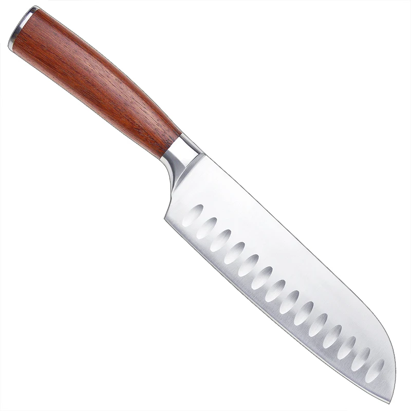 TONIFE Santoku Knife with 7Cr17MoV High Carbon Stainless Steel Kitchen Knife with Natural Rosewood Handle 7-Inch TSK2002