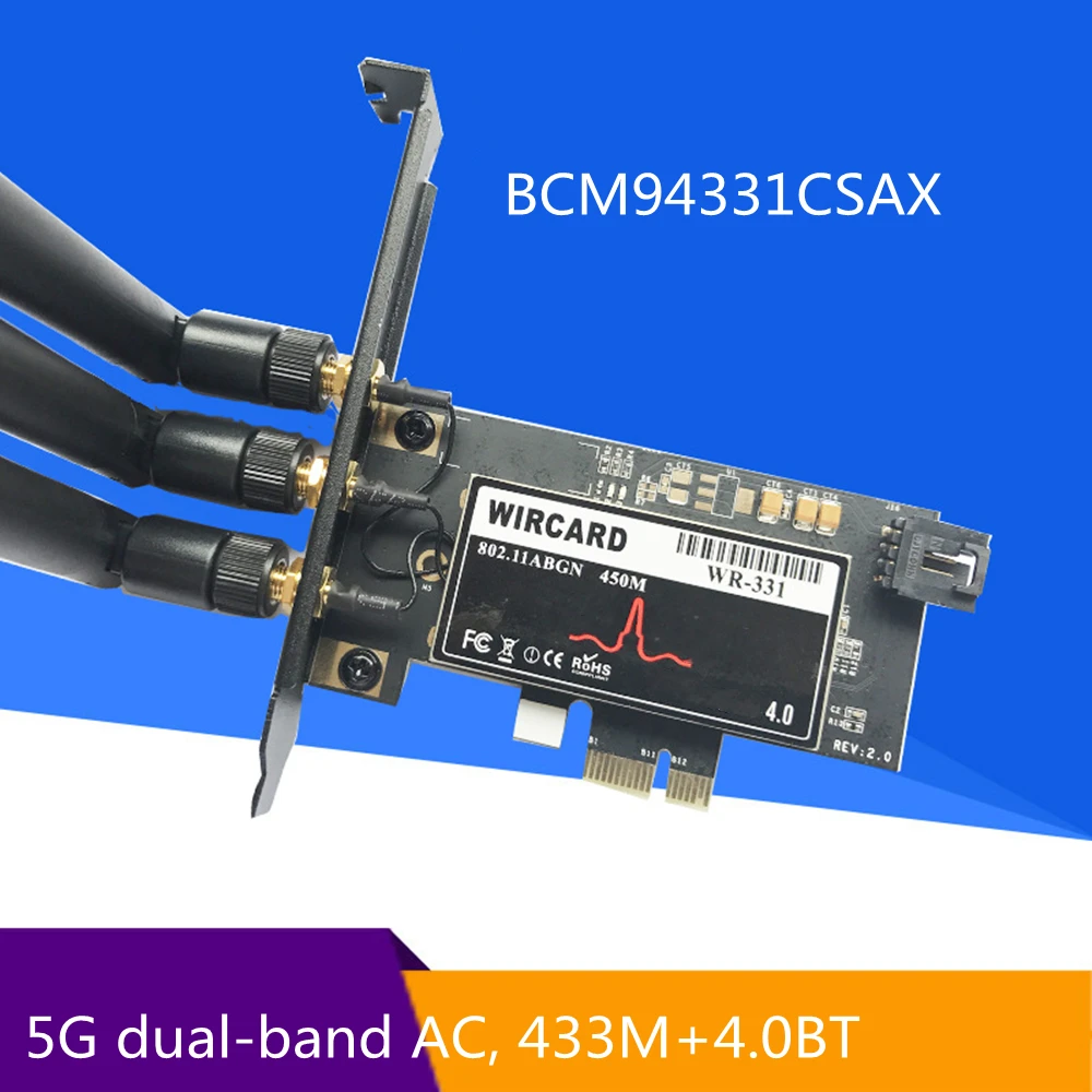 WR-331 BCM94331 Dual Band WIFI Module PCI-EX1 WIFI Card For Desktop 450Mbps