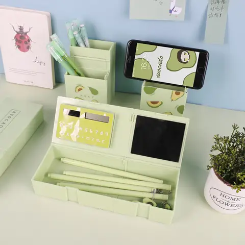다기능 접이식 펜 상자, 십대 귀여운 스탠딩 연필 케이스, 계산기 포함, 카와이 펜 홀더, 학교 문구 용품