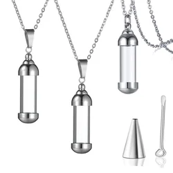 Stainless Steel Glass Openable Container Vial Tube Urn Keepsake Cremation Ashes Holder Memorial Pendant Necklace Jewelry